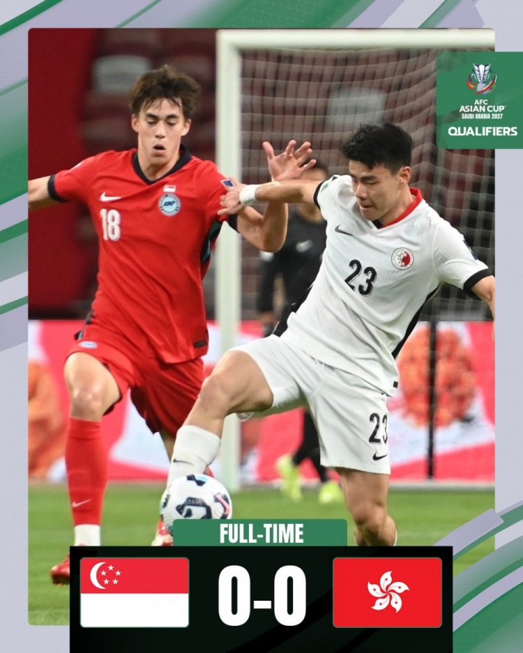 2027年亞預(yù)賽第三階段首輪，新加坡隊(duì)0-0戰(zhàn)平中國(guó)香港隊(duì)
